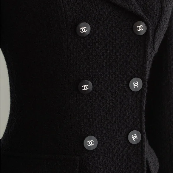Chanel Vintage F/W 1995 Black White Logo Tweed 95A Jacket - Picture 9 of 16